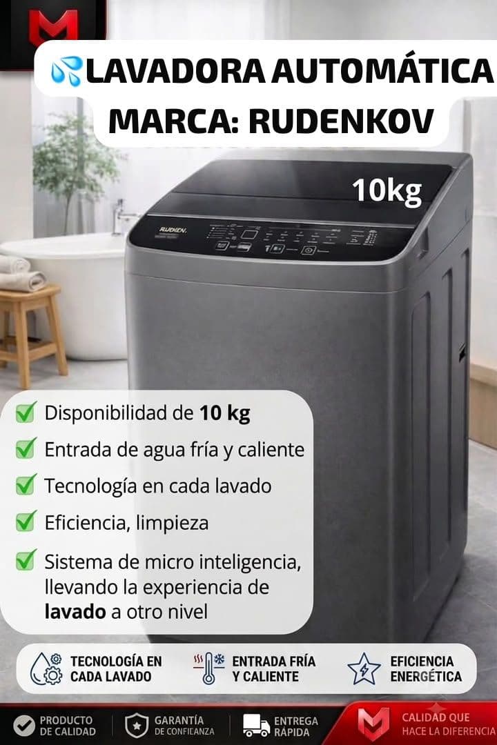 Lavadora automática Rudenkov 10kg